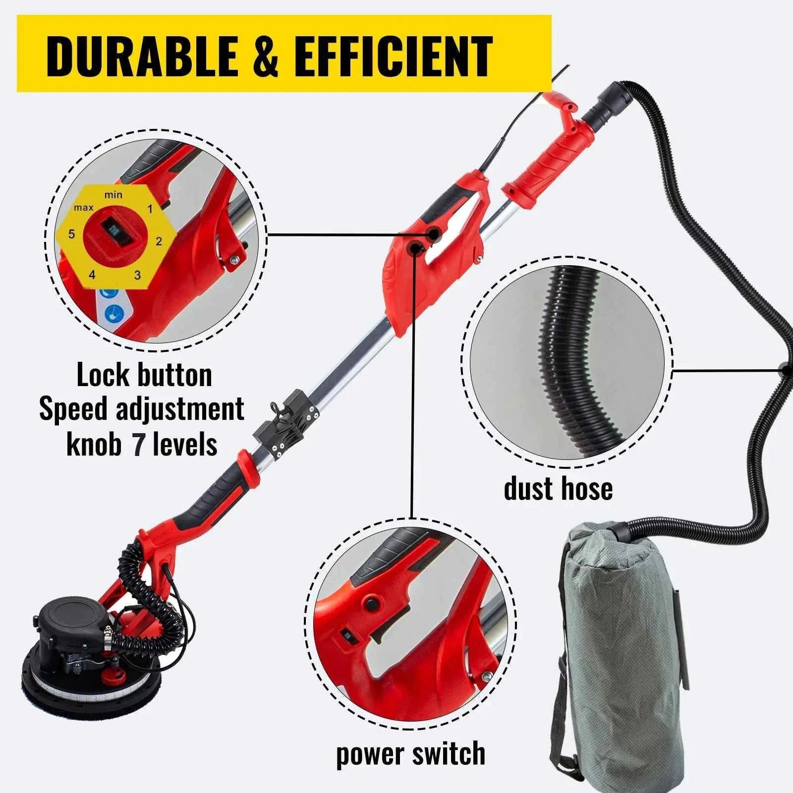 850W Variable Speed Drywall Sander with Telescope Handle-spain