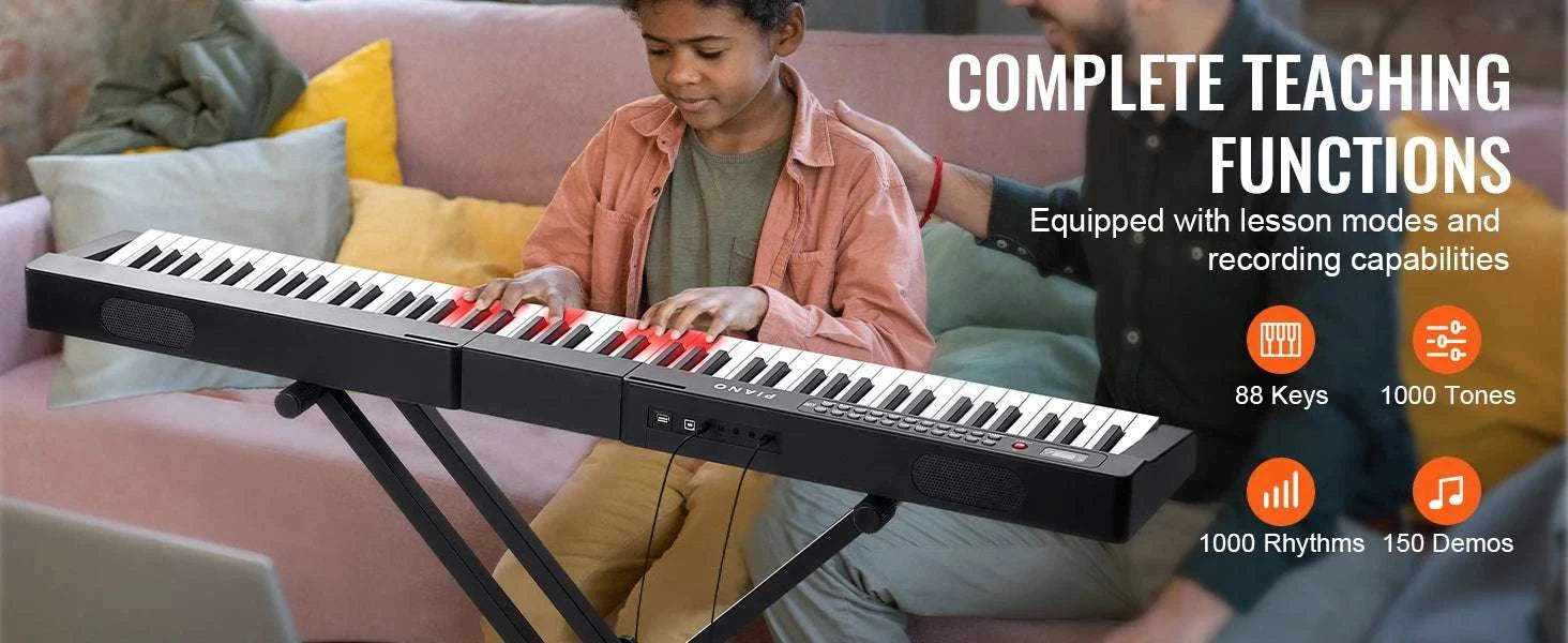 88-Key Digital Piano Keyboard with Stand, 1000 Tones & Bluetooth-Without Stand / spain