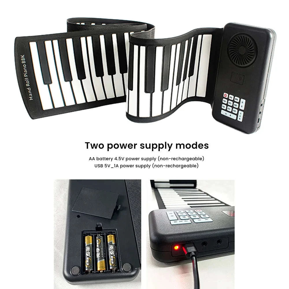 88 Keys Roll Up Piano Keyboard with Speaker Portable Foldable-88 Keys / france