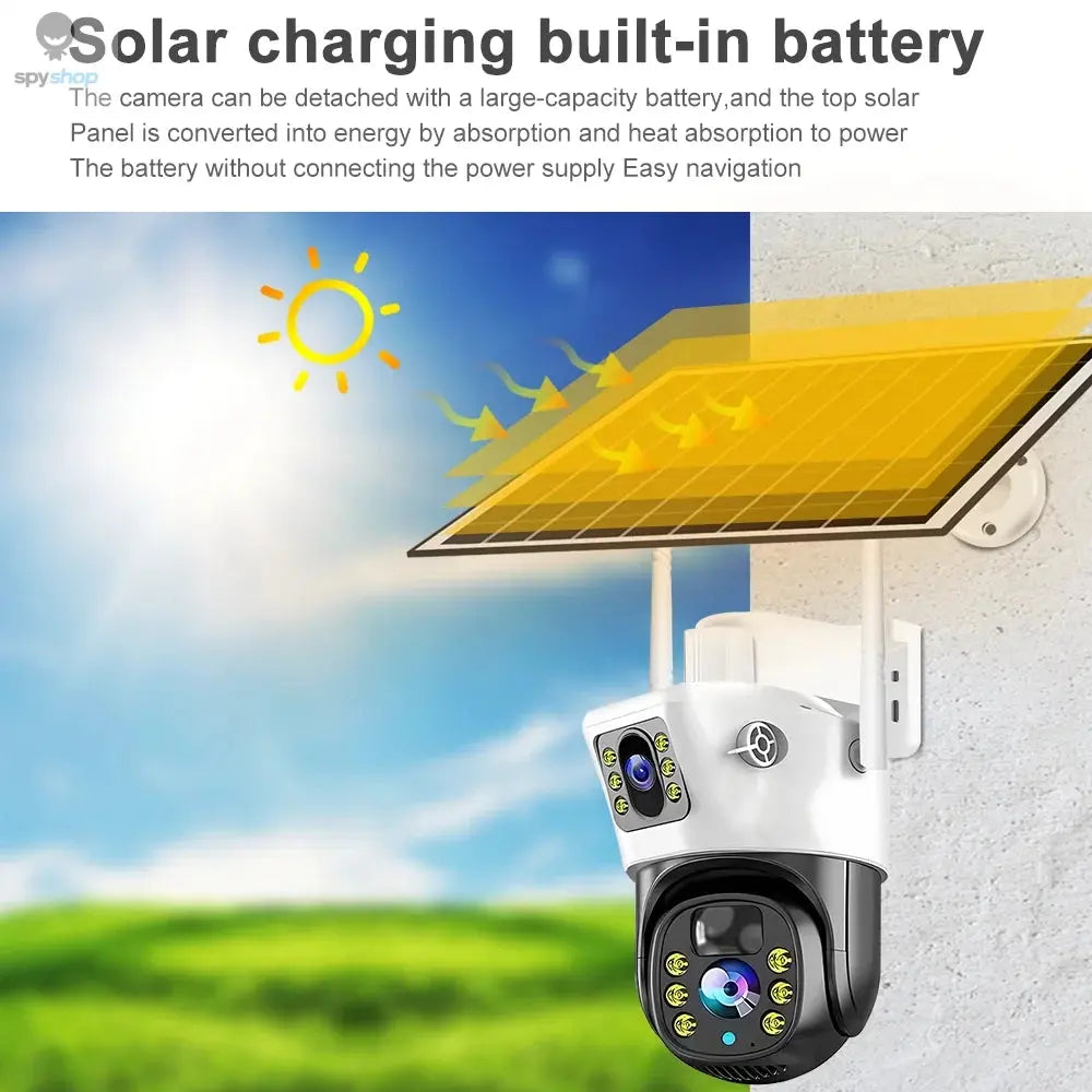 8MP Solar 4G SIM Card Wifi Outdoor IP Wireless Security CCTV HD Surveillance PTZ Camera Night Vision PIR Human Detection V380PRO Spy-shop.com