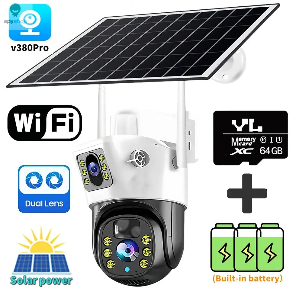 8MP Solar 4G SIM Card Wifi Outdoor IP Wireless Security CCTV HD Surveillance PTZ Camera Night Vision PIR Human Detection V380PRO Spy-shop.com