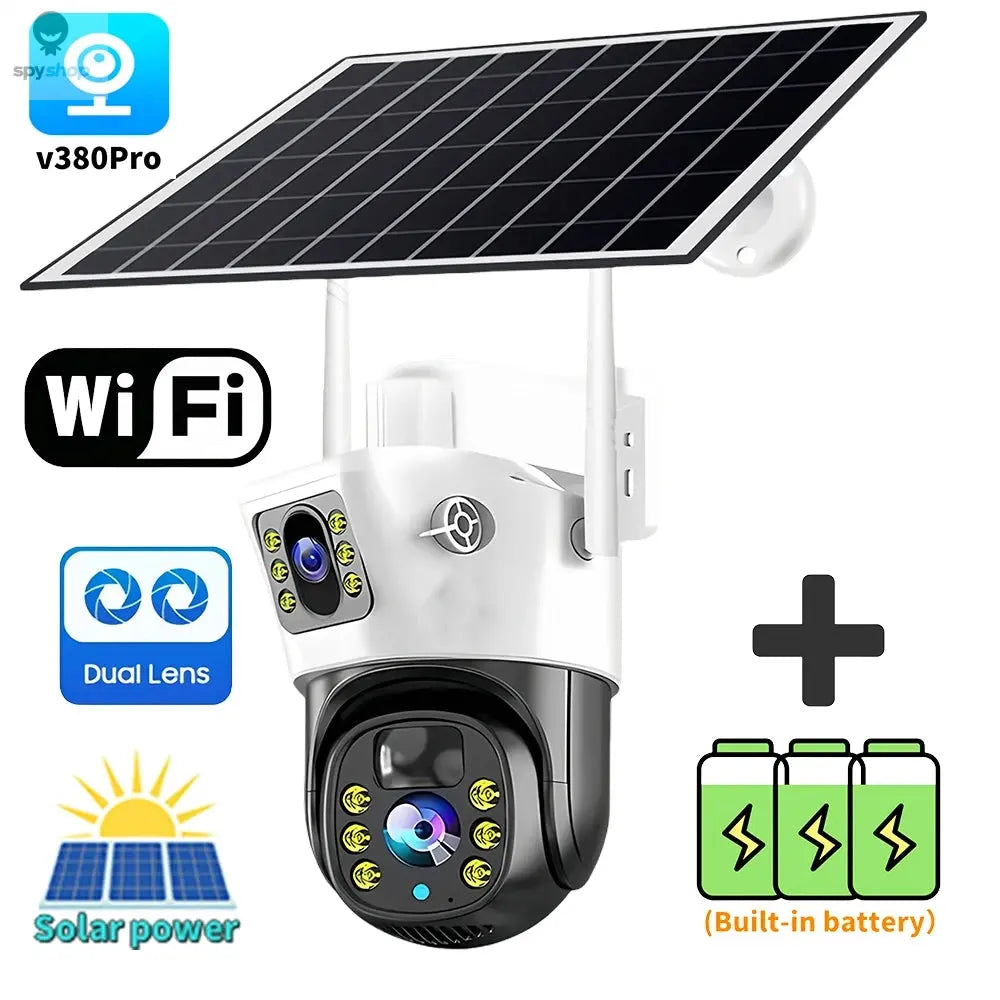 8MP Solar 4G SIM Card Wifi Outdoor IP Wireless Security CCTV HD Surveillance PTZ Camera Night Vision PIR Human Detection V380PRO Spy-shop.com