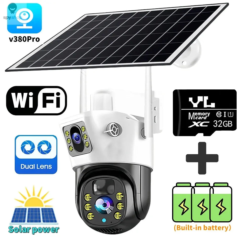 8MP Solar 4G SIM Card Wifi Outdoor IP Wireless Security CCTV HD Surveillance PTZ Camera Night Vision PIR Human Detection V380PRO Spy-shop.com