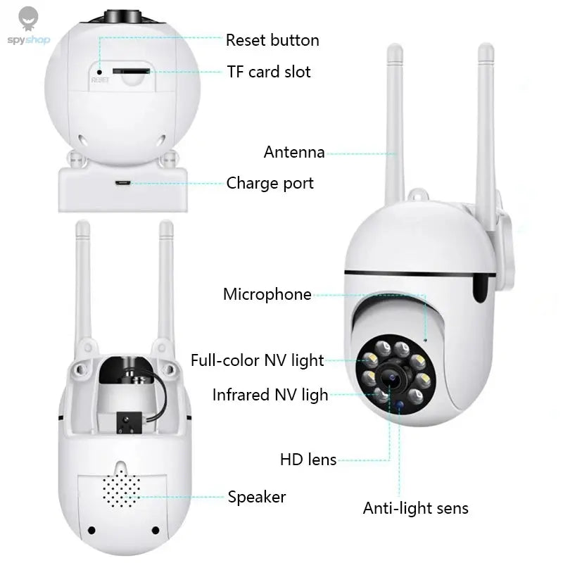 8MP Wifi IP Wireless Security Surveillance PTZ Camera 4X Zoom Cameras Tracking Two-way Audio HD Night Color Cam Spy-shop.com
