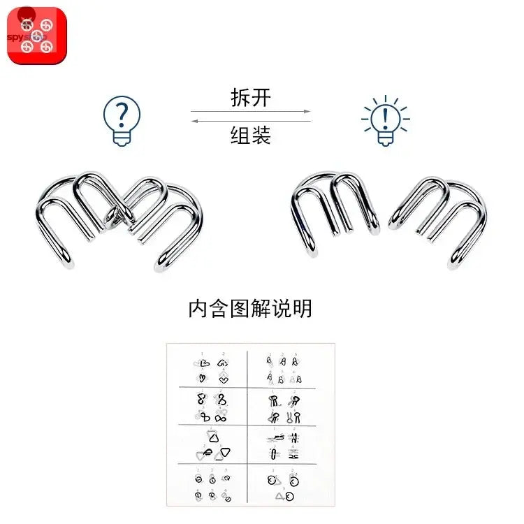 8Pcs/Set Metal Montessori Puzzle Wire Mind Brain Teaser Puzzles Children Adults Interactive Game Reliever Educational Toys Spy-shop.com