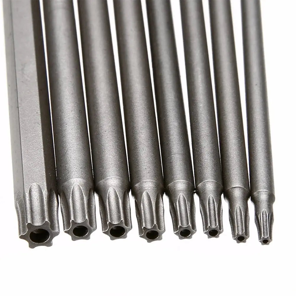 8Pcs Torx Screwdriver Bit 1/4'' Shank Hex Wind Drill Head 150mm 200mm Screw Wrench Magnetic Star T8 T10 T15 T20 T25 T27 T30 T40 