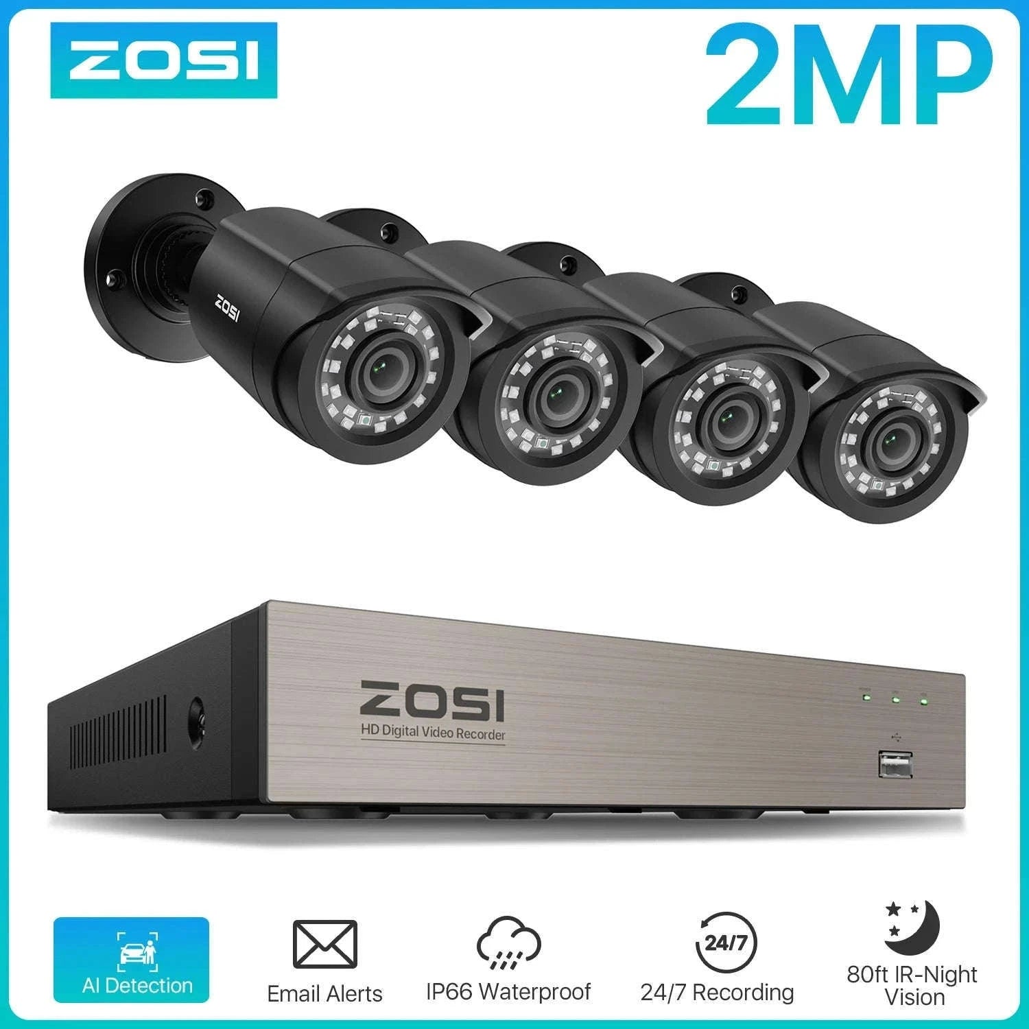 8CH 1080P Wired Security Camera System with DVR-8CH DVR x 4 Cameras / 500g / spain