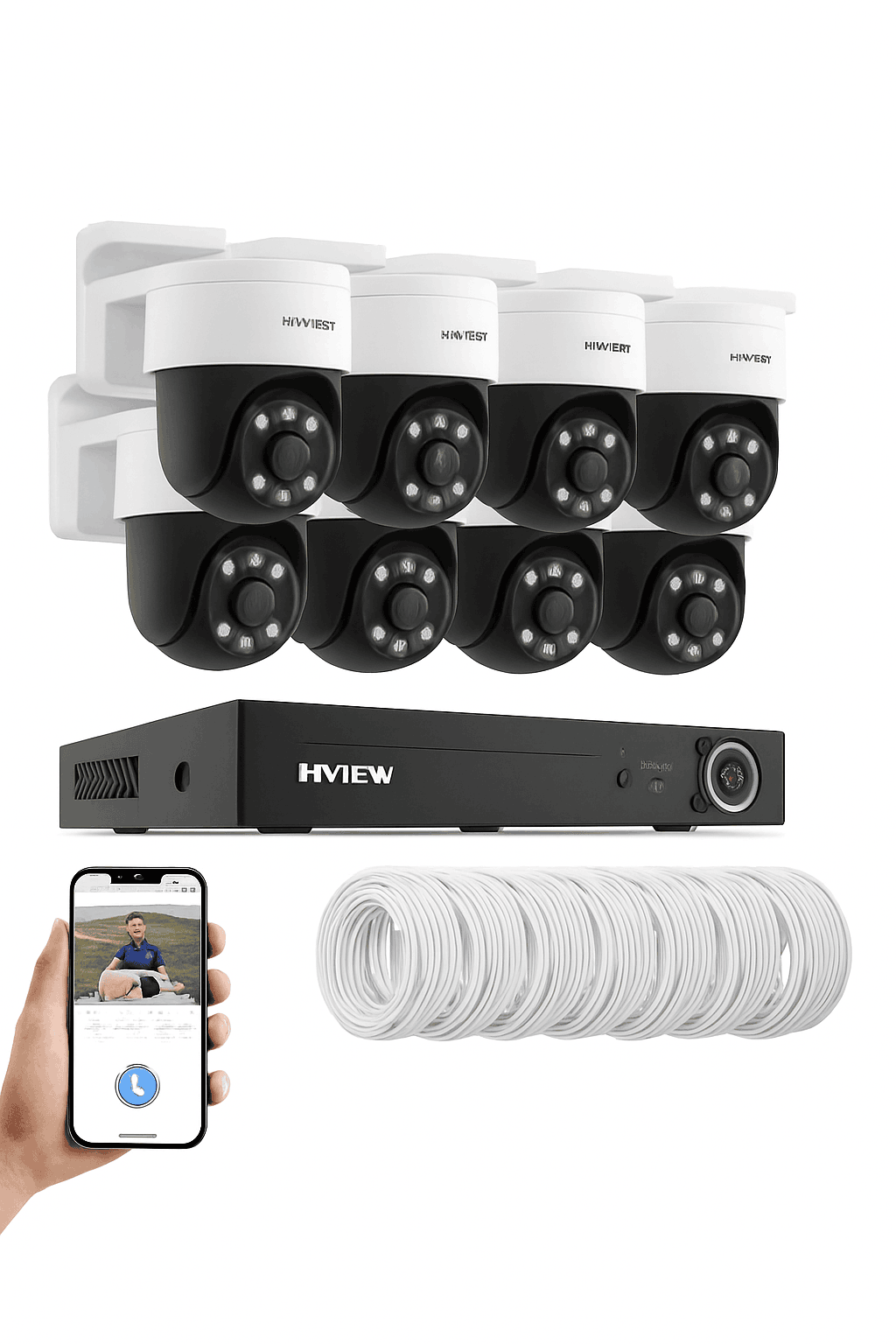 8CH 4K PoE CCTV Security Camera System with PTZ and AI Detection-8MP 4PCS Cameras / China Mainland / None