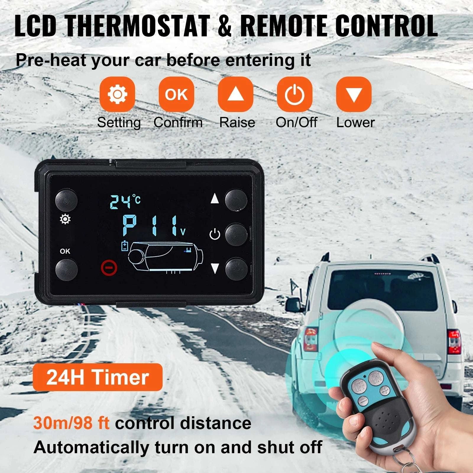 8KW 12V Diesel Air Heater with Remote & LCD for Vehicles-8KW / spain