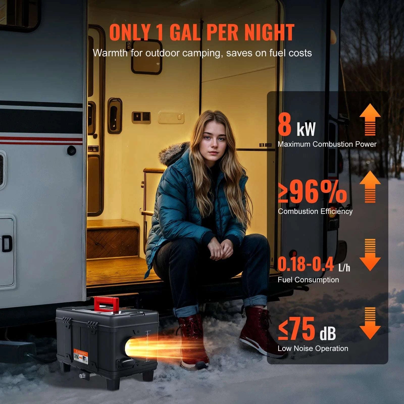 8KW Diesel Air Heater 12V/24V with Bluetooth & CO Alarm-