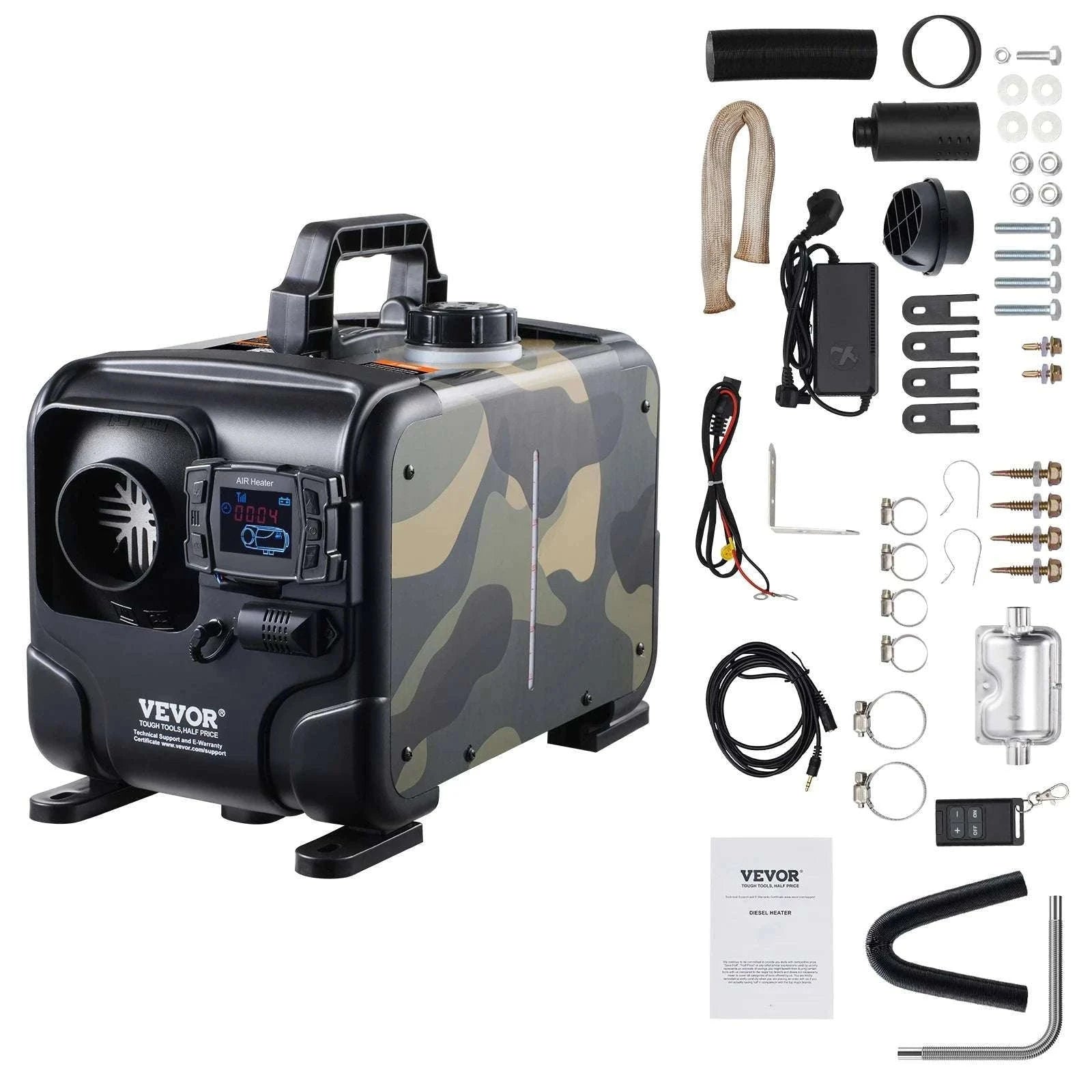 8KW Diesel Air Heater 12V/24V with Bluetooth, CO Alarm & Display-8KW / spain