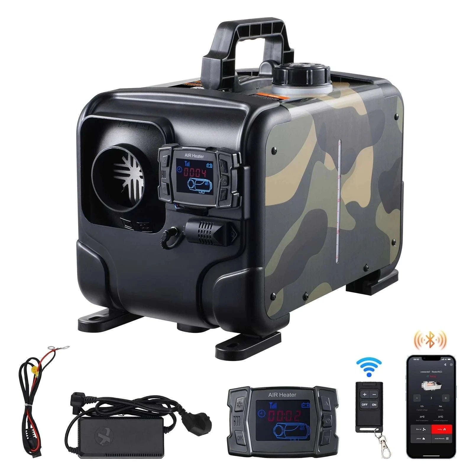 8KW Diesel Air Heater 12V/24V with Bluetooth, CO Alarm & Display-8KW / spain