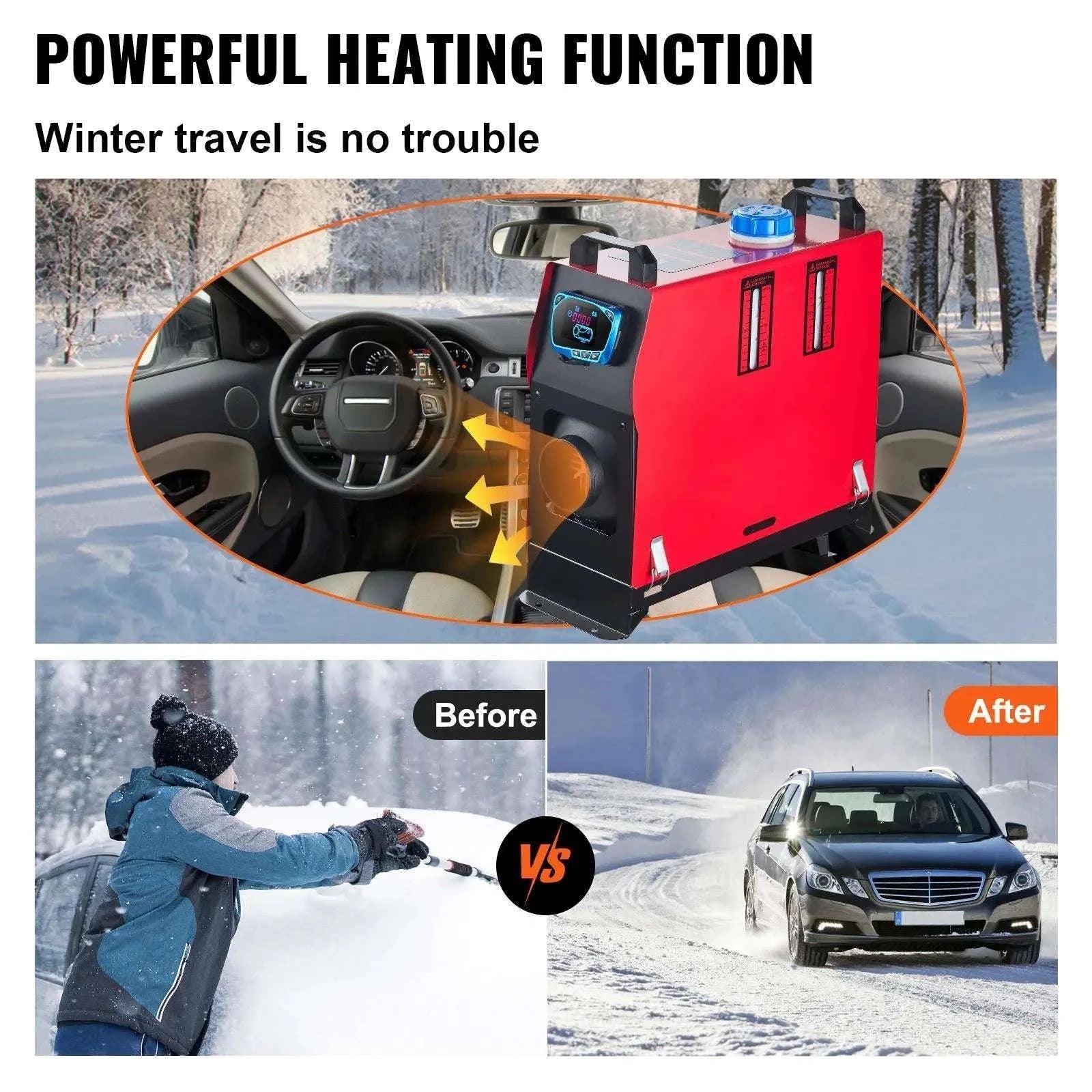 8KW Diesel Air Heater 12V All-in-One for RV, Truck & Van-LCD Switch / france