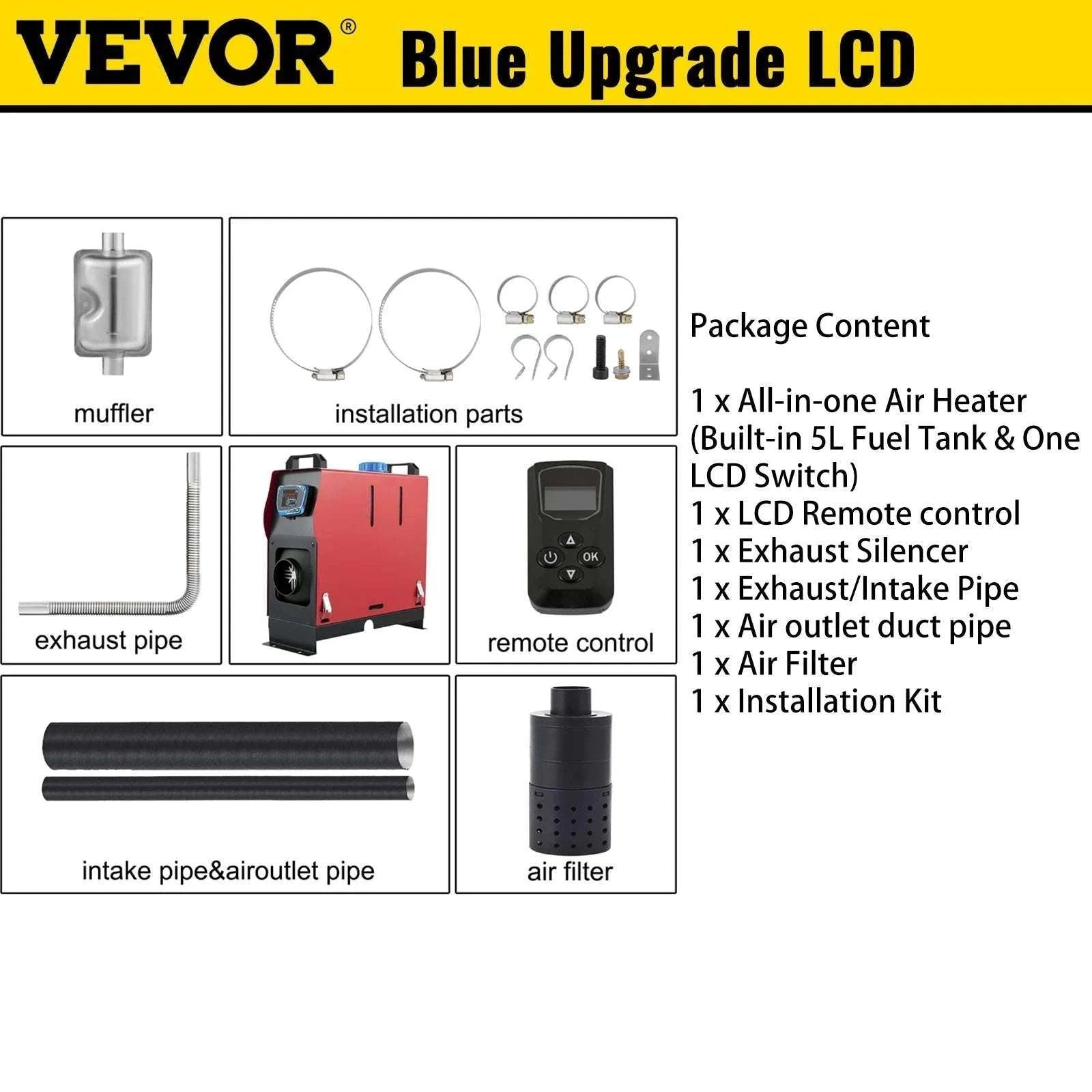 8KW Diesel Air Heater 12V All-in-One for RV, Truck & Van-LCD Switch / france