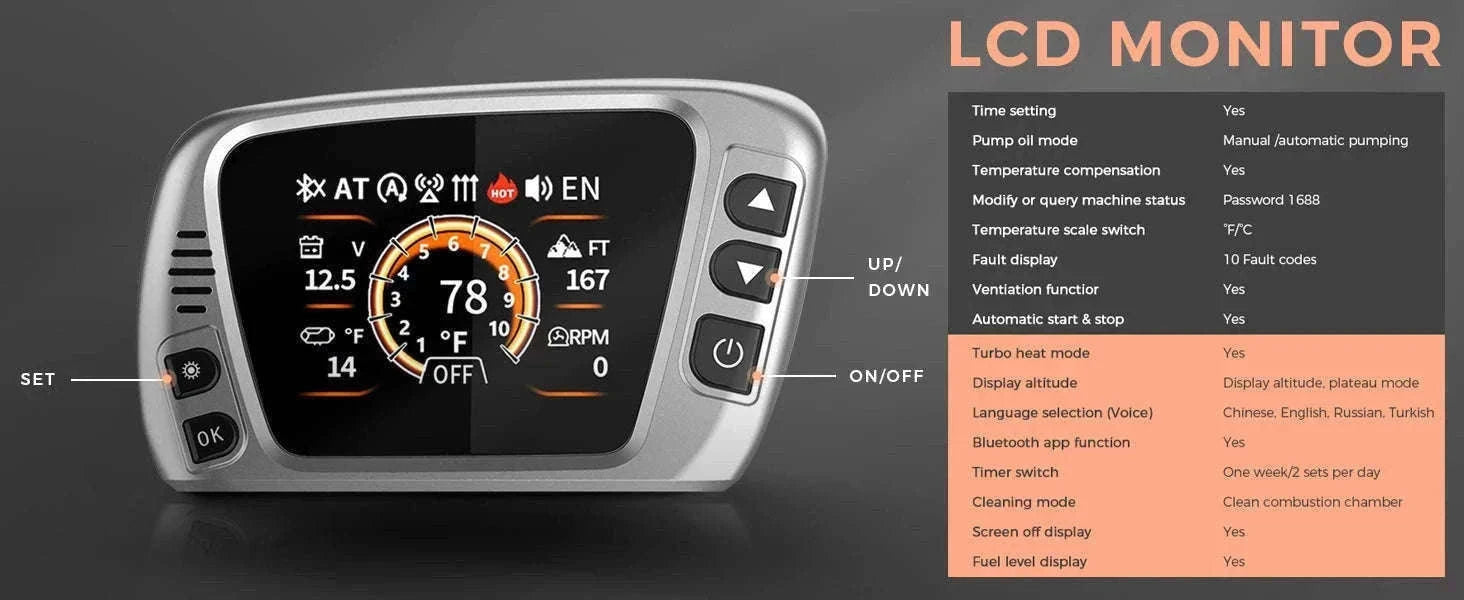 8KW Diesel Air Heater with Bluetooth App and Altitude Mode-TB10 / United States