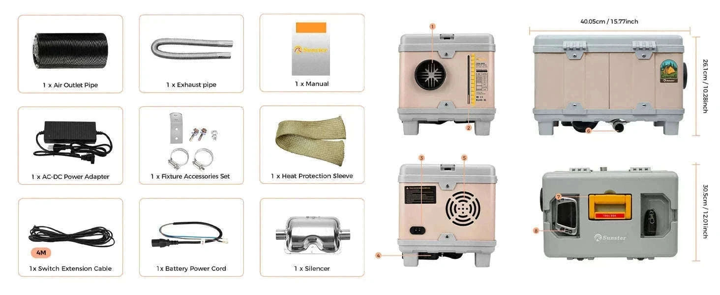 8KW Diesel Air Heater with Bluetooth App and Altitude Mode-TB10 / United States