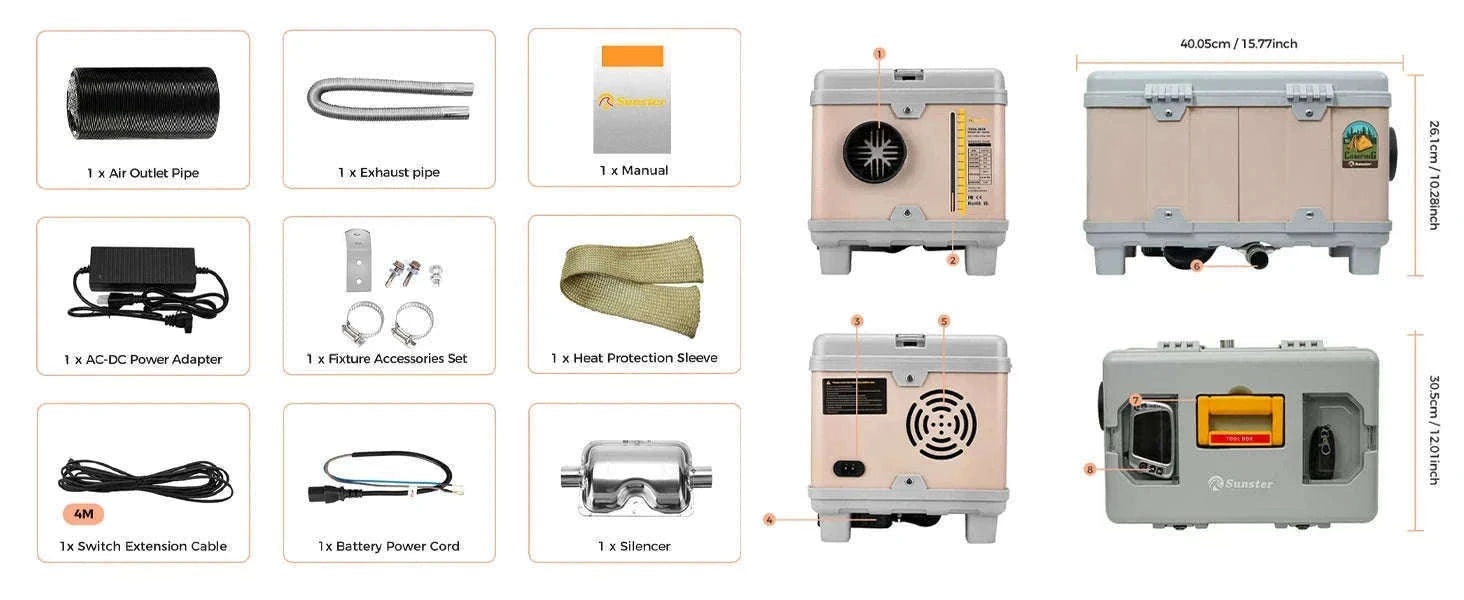 8KW Diesel Air Heater with Bluetooth App and Altitude Mode-TB10 / United States