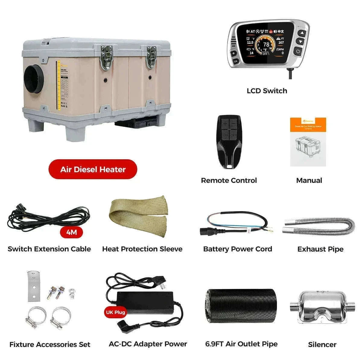 8KW Diesel Air Heater with Bluetooth App and Altitude Mode-TB10 / United States