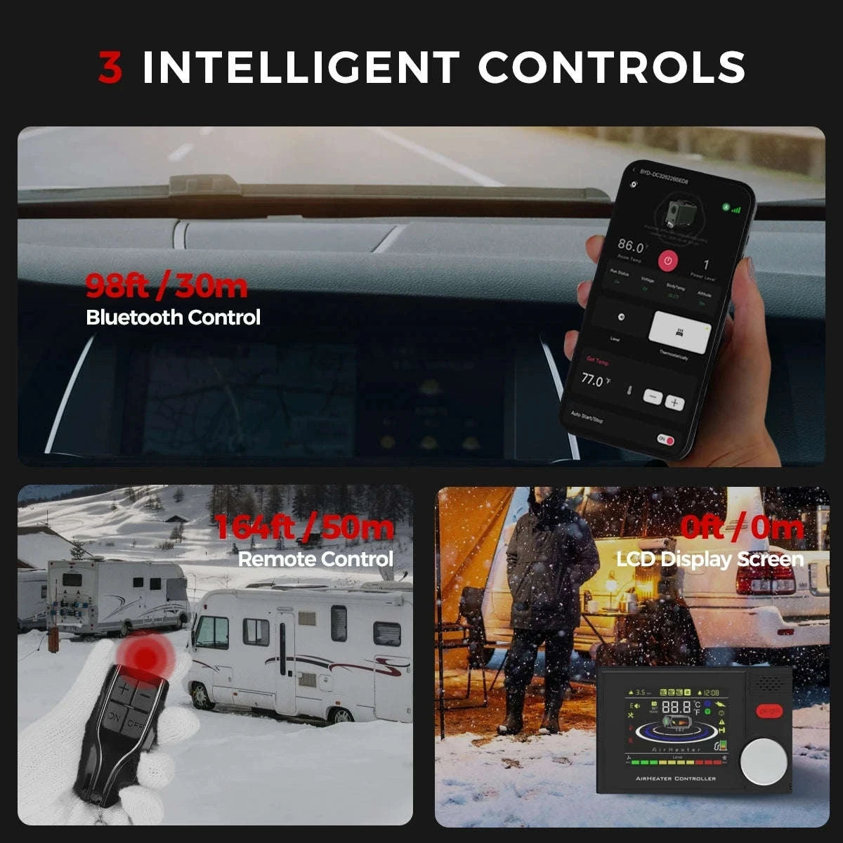 8KW Diesel Air Heater with Bluetooth App, LCD and Remote-12V 24V 8KW / CZECH REPUBLIC