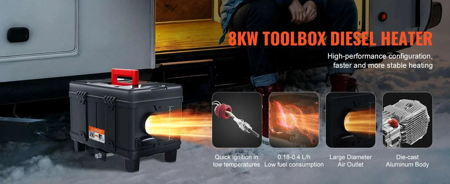 8KW Diesel Air Heater with Bluetooth & CO Alarm for Vehicles-8KW / france