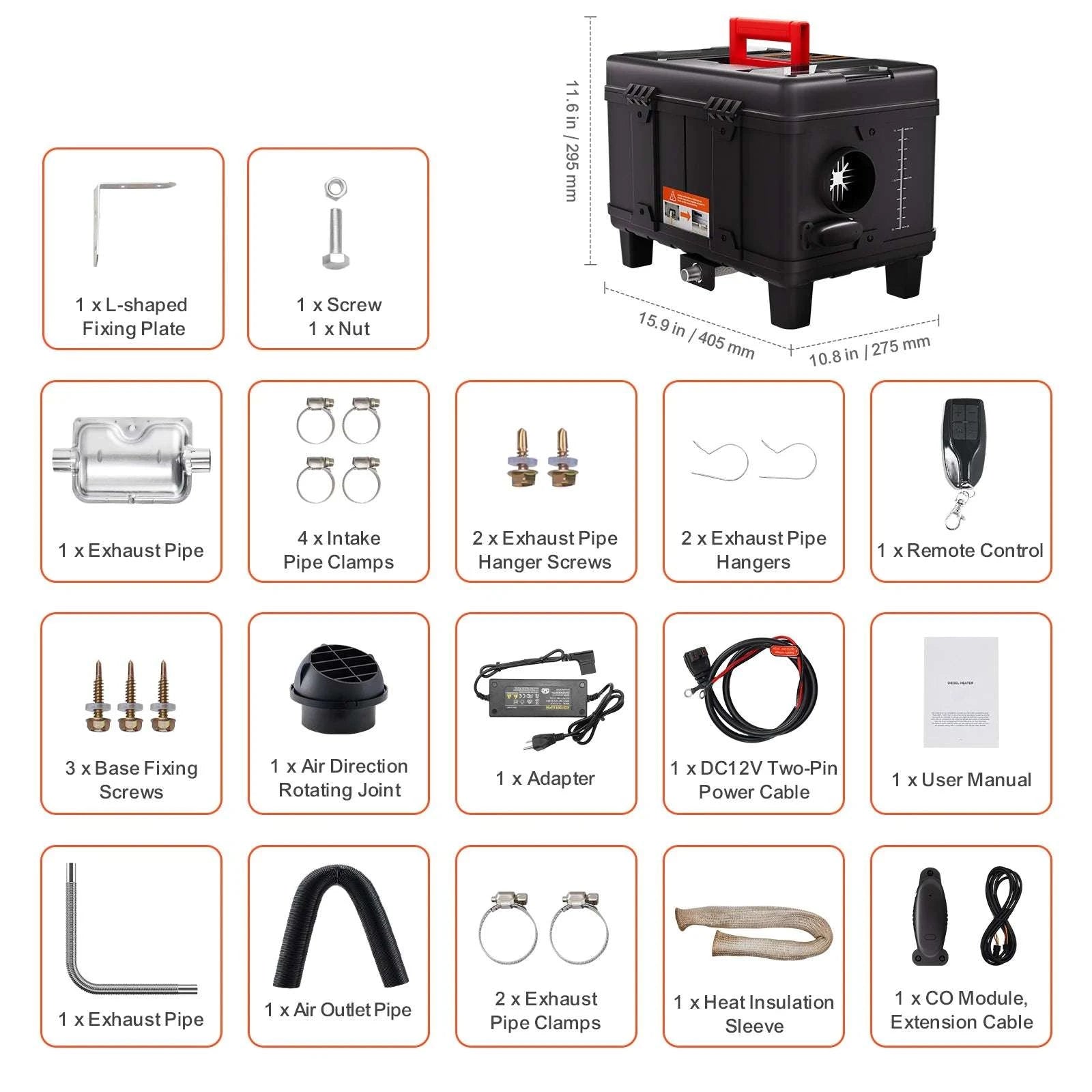 8KW Diesel Air Heater with Bluetooth & CO Alarm for Vehicles-8KW / france