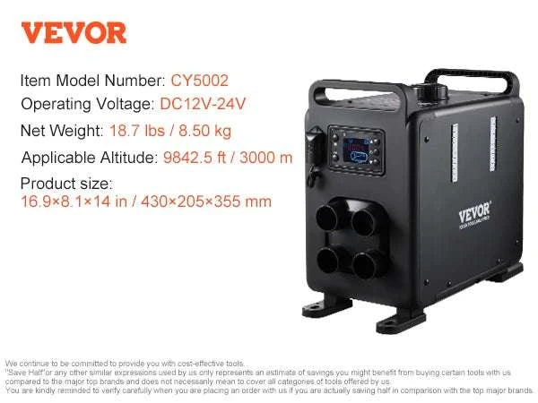 8kW Diesel Air Heater with Bluetooth Control for RVs, Vehicles & Garage-black / CZECH REPUBLIC