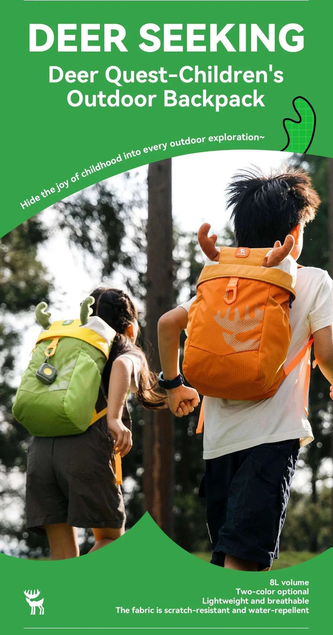 8L Kids Lightweight Hiking Backpack Breathable Nylon Daypack-60012801