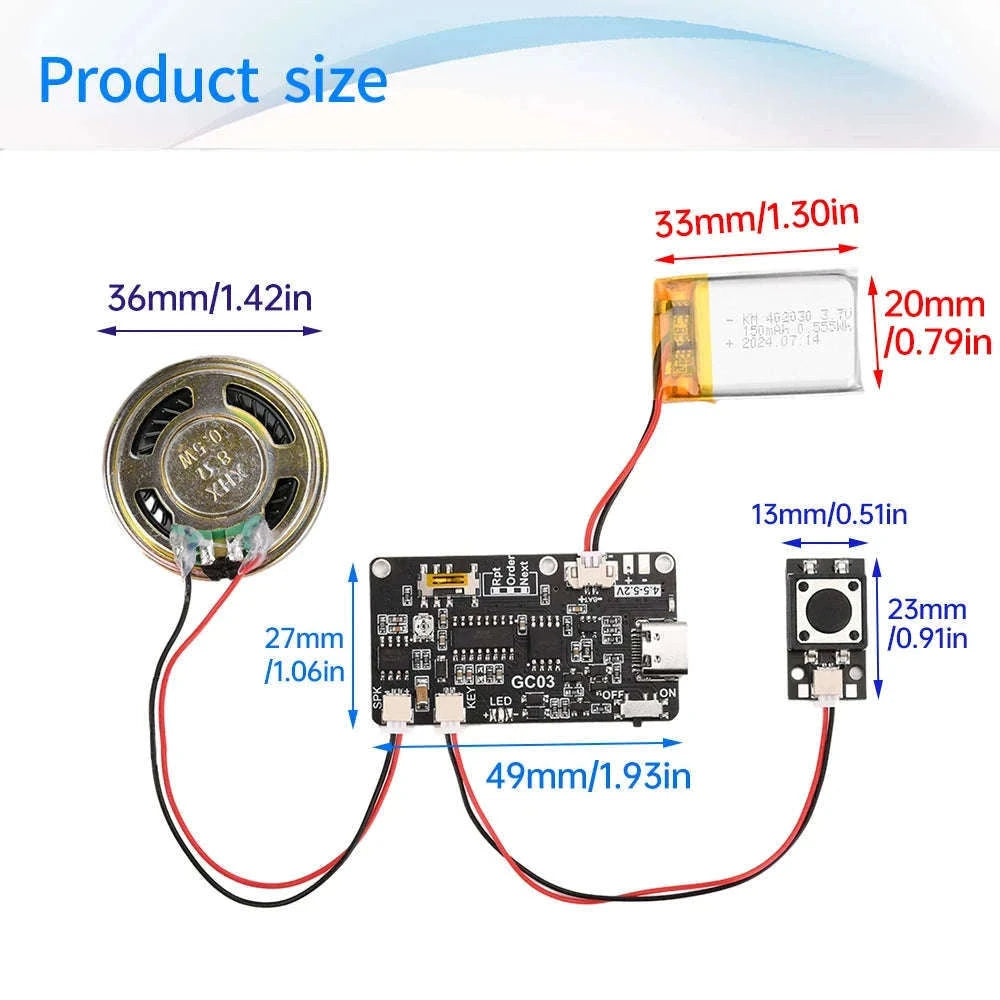 8MB Programmable Sound Module for DIY Audio Projects-Without battery / CHINA