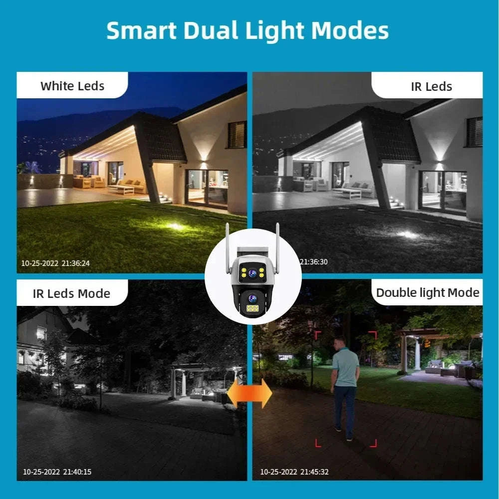 8MP 4G or WiFi Dual Lens Outdoor PTZ Security Camera-WIFI Camera / 100V-240V US Plug