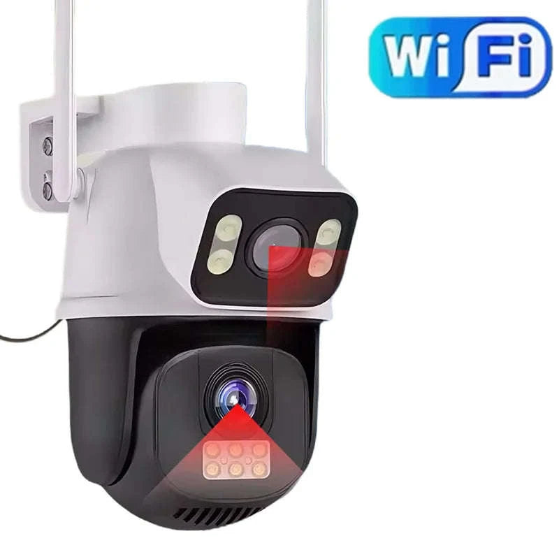 8MP 4G or WiFi Dual Lens Outdoor PTZ Security Camera-WIFI Camera / 100V-240V US Plug