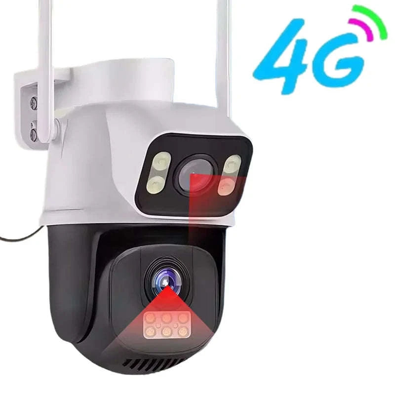 8MP 4G or WiFi Dual Lens Outdoor PTZ Security Camera-WIFI Camera / 100V-240V US Plug