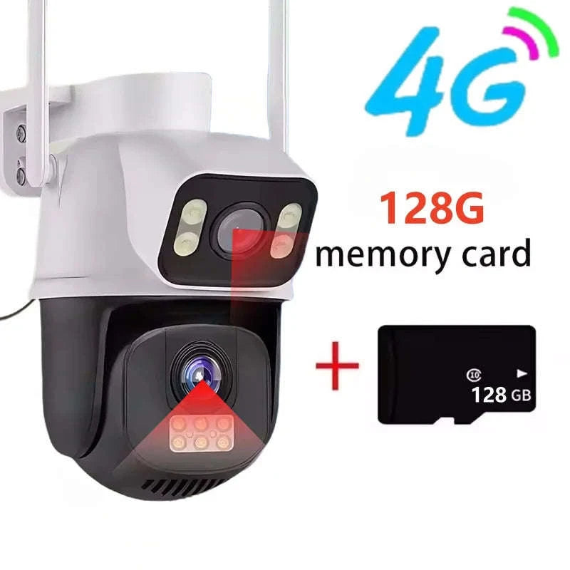 8MP 4G or WiFi Dual Lens Outdoor PTZ Security Camera-WIFI Camera / 100V-240V US Plug