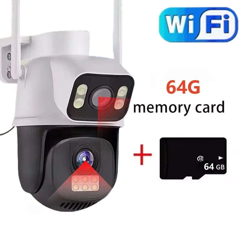 8MP 4G or WiFi Dual Lens Outdoor PTZ Security Camera-WIFI Camera / 100V-240V US Plug