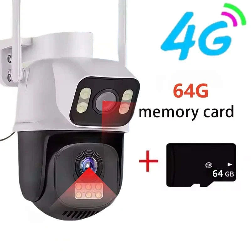 8MP 4G or WiFi Dual Lens Outdoor PTZ Security Camera-WIFI Camera / 100V-240V US Plug