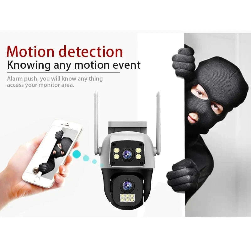 8MP 4G or WiFi Dual Lens Outdoor PTZ Security Camera-WIFI Camera / 100V-240V US Plug