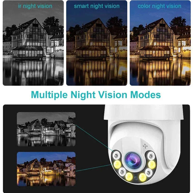 8MP 4K Wireless PTZ Outdoor IP Camera with Color Night Vision and AI Auto Tracking-1080P With 32G / US Plug / Russian Federation