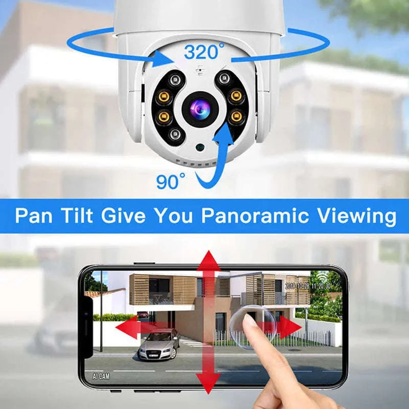 8MP 4K Wireless PTZ Outdoor IP Camera with Color Night Vision and AI Auto Tracking-1080P With 32G / US Plug / Russian Federation
