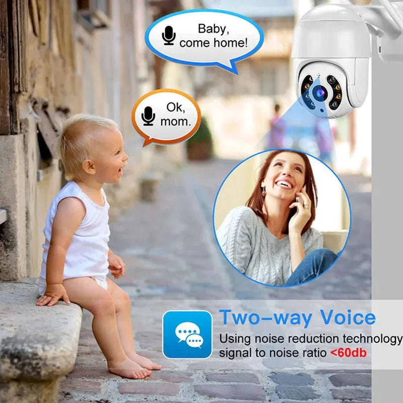 8MP 4K Wireless PTZ Outdoor IP Camera with Color Night Vision and AI Auto Tracking-1080P With 32G / US Plug / Russian Federation