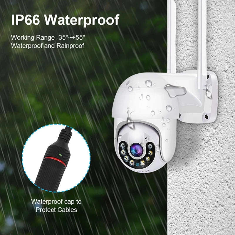 8MP 4K Wireless PTZ Outdoor IP Camera with Color Night Vision and AI Auto Tracking-1080P With 32G / US Plug / Russian Federation