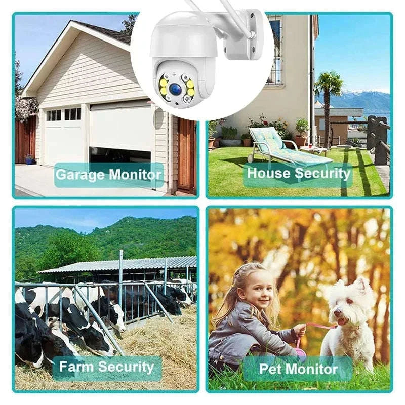 8MP 4K Wireless PTZ Outdoor IP Camera with Color Night Vision and AI Auto Tracking-1080P With 32G / US Plug / Russian Federation