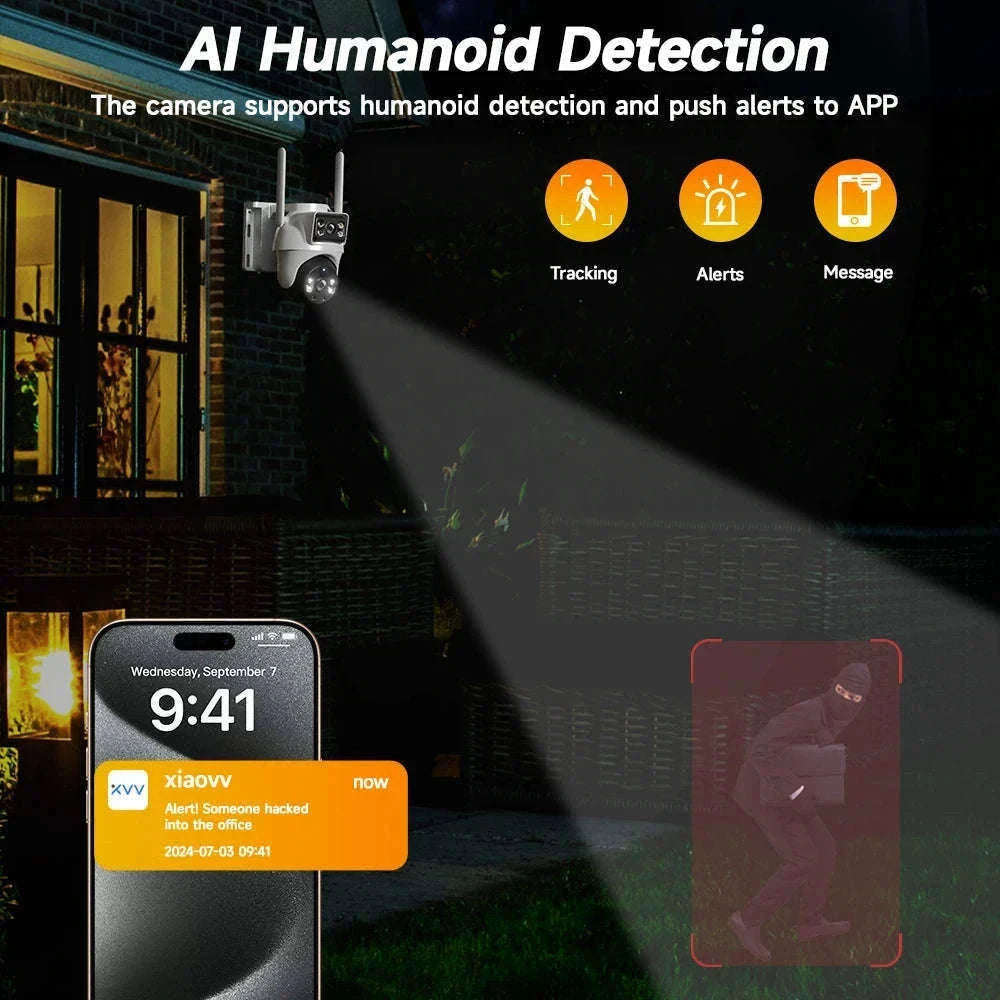 8MP 4K Wireless Solar 4G Outdoor Security Camera Dual Lens PIR Night Vision-8MP / EU Plug / Australia