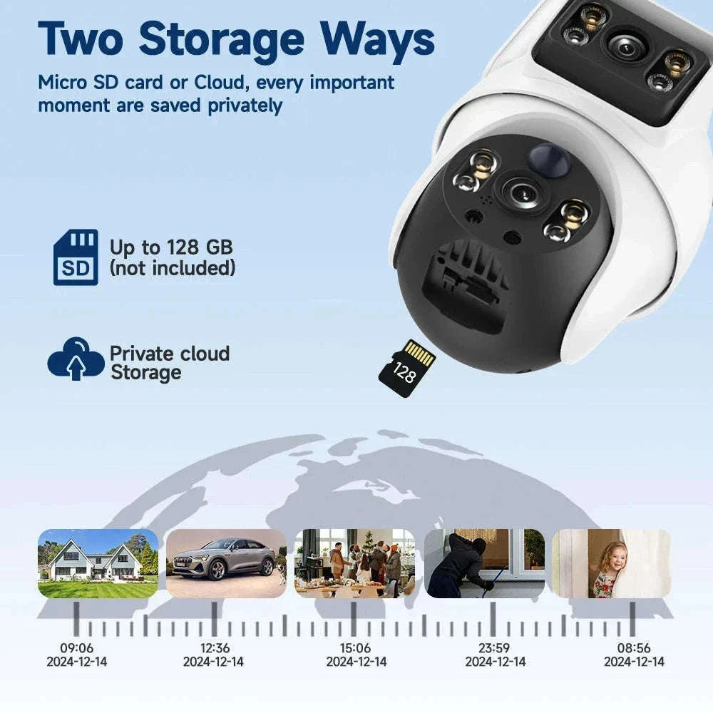 8MP 4K Wireless Solar 4G Outdoor Security Camera Dual Lens PIR Night Vision-8MP / EU Plug / Australia