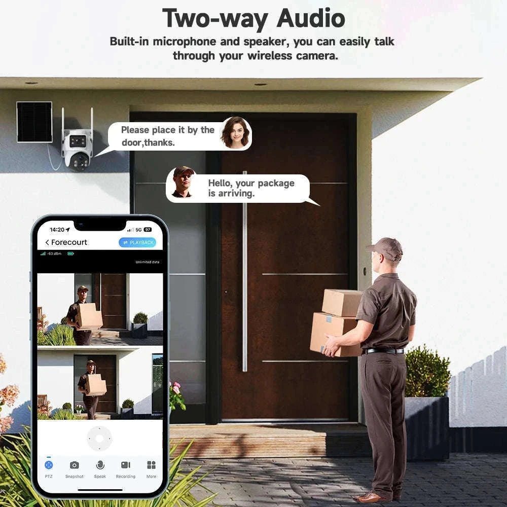 8MP 4K Wireless Solar 4G Outdoor Security Camera Dual Lens PIR Night Vision-8MP / EU Plug / Australia