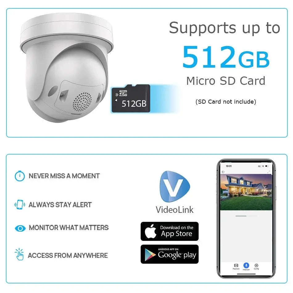 8MP ColorVu PTZ Camera with 5X Zoom and Two‑Way Audio-Updated / CHINA