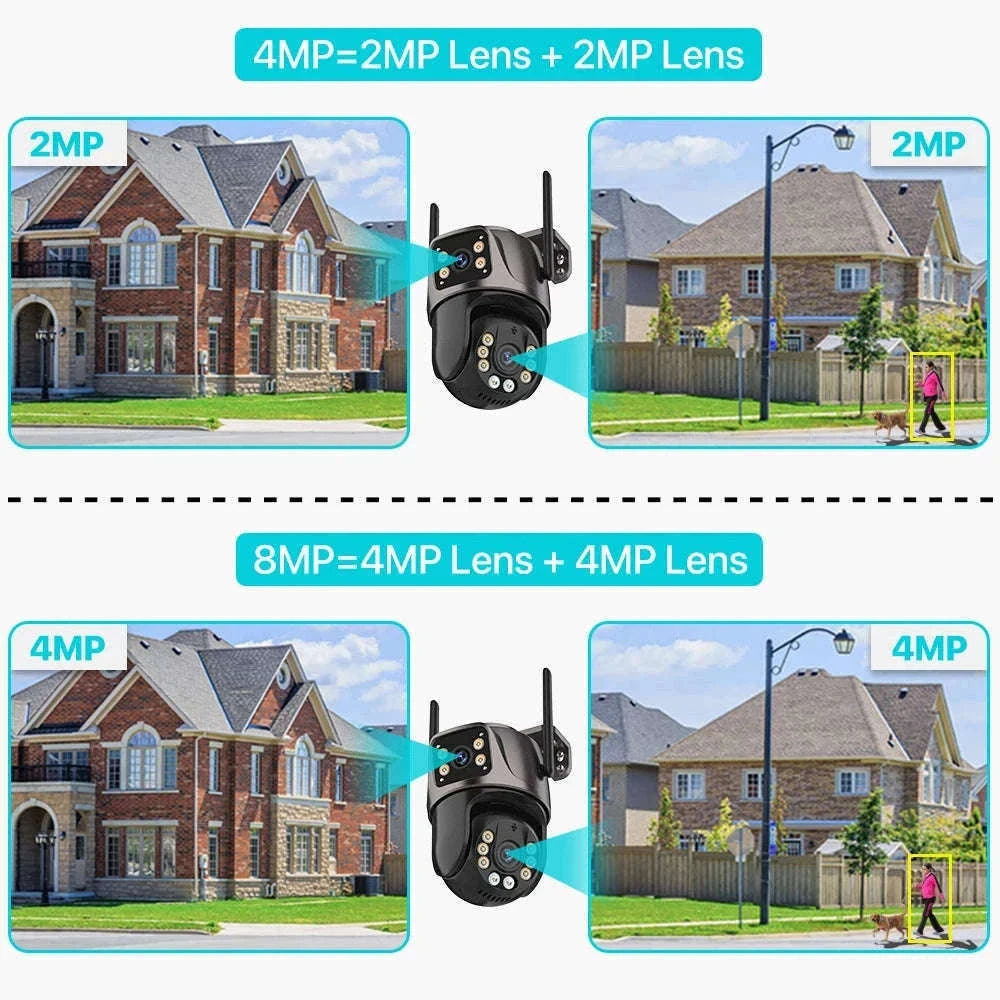 8MP Dual Lens PTZ WiFi Security Camera with AI Tracking-8MP NO SD Card / EU Plug