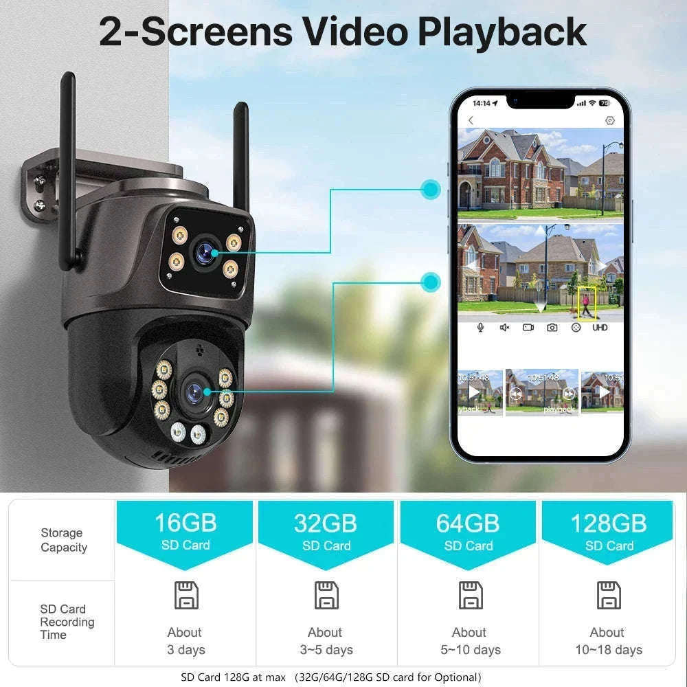 8MP Dual Lens PTZ WiFi Security Camera with AI Tracking-8MP NO SD Card / EU Plug