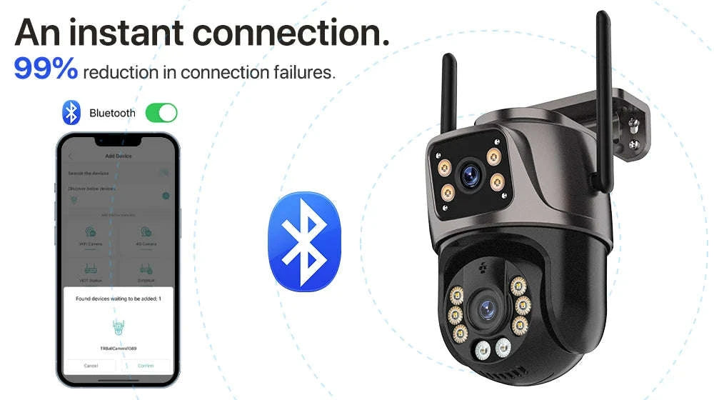 8MP Dual Lens PTZ WiFi Security Camera with AI Tracking-8MP NO SD Card / EU Plug