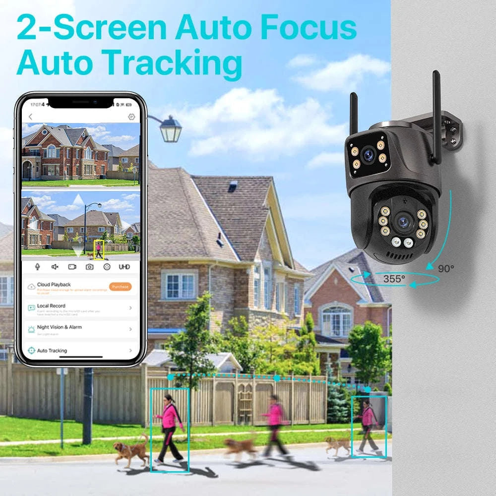 8MP Dual Lens PTZ WiFi Security Camera with AI Tracking-8MP NO SD Card / EU Plug