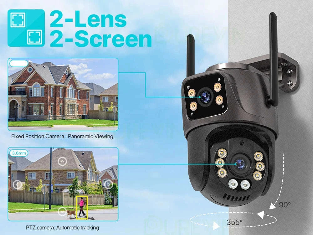 8MP Dual Lens PTZ WiFi Security Camera with AI Tracking-8MP NO SD Card / EU Plug