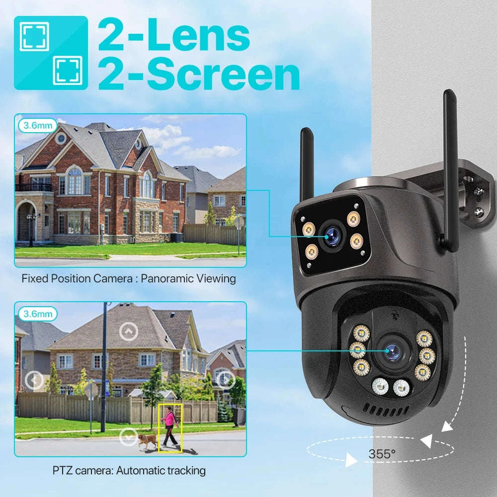 8MP Dual Lens PTZ WiFi Security Camera with AI Tracking-8MP NO SD Card / EU Plug